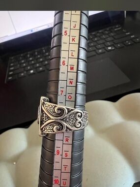 Intricate Silver-Tone Men's Scrollwork Ring